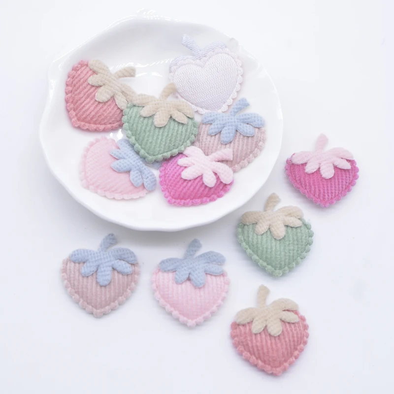 

20Pcs 25*28mm Small Strawberry Padded Applique for Handmade Clothes Hat Sewing Supplies DIY Hair Clip Accessories Decor Patches