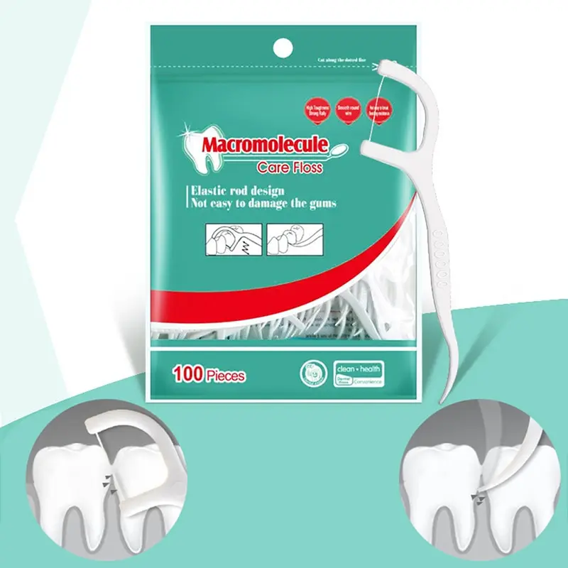 

100Pcs/Bag Super Thin Floss Stick Cartoon Plastic Toothpicks Family Pack Flossing Details Cleaning Teeth