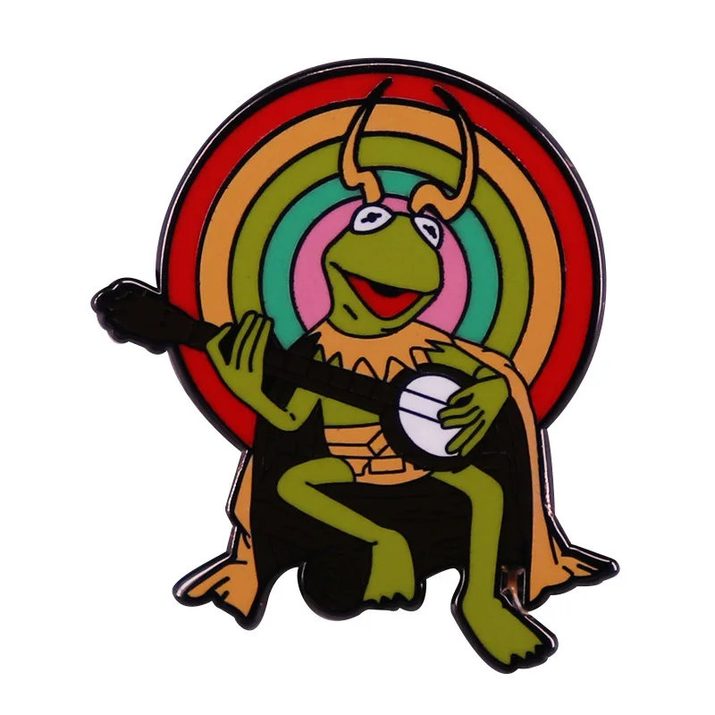Броши Kermit в виде лягушки и Локи значки Мультяшные из твердой эмали для показа