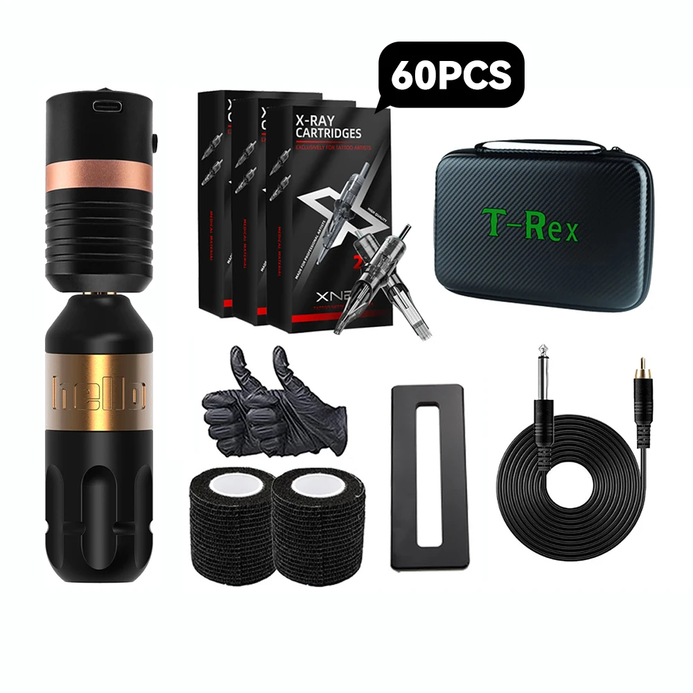 

Тату-машинка T-Rex с роторной ручкой, набор для начинающих, с силовым картриджем RCA, игла для перманентного макияжа, профессиональное оборудов...
