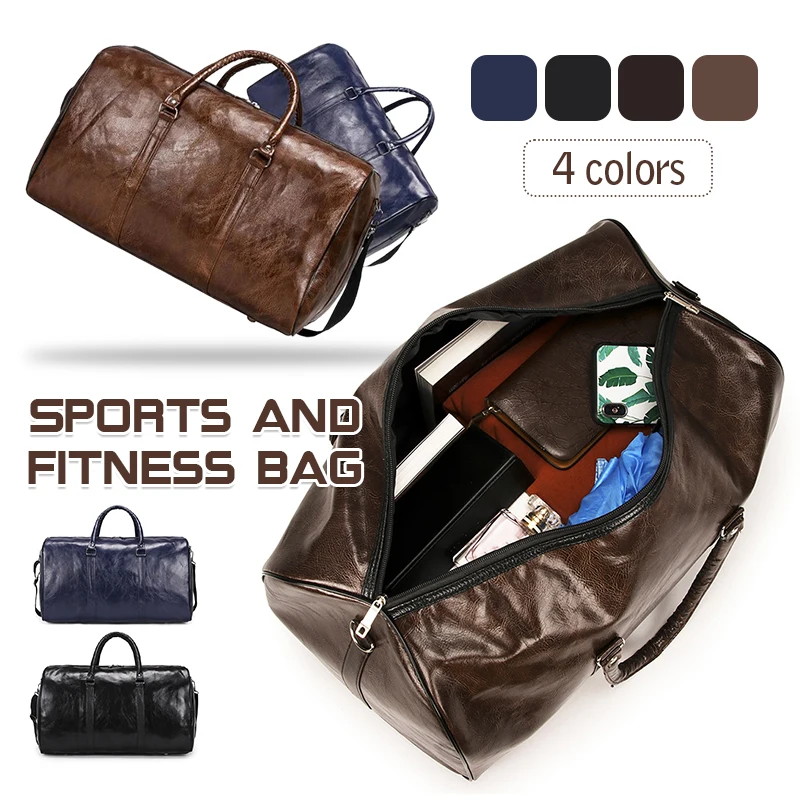 Unisex Pu Leather Business Leisure Travel Large Capacity Storage Luggage Shoulder Bag Short Trip Handbag Fitness Bag