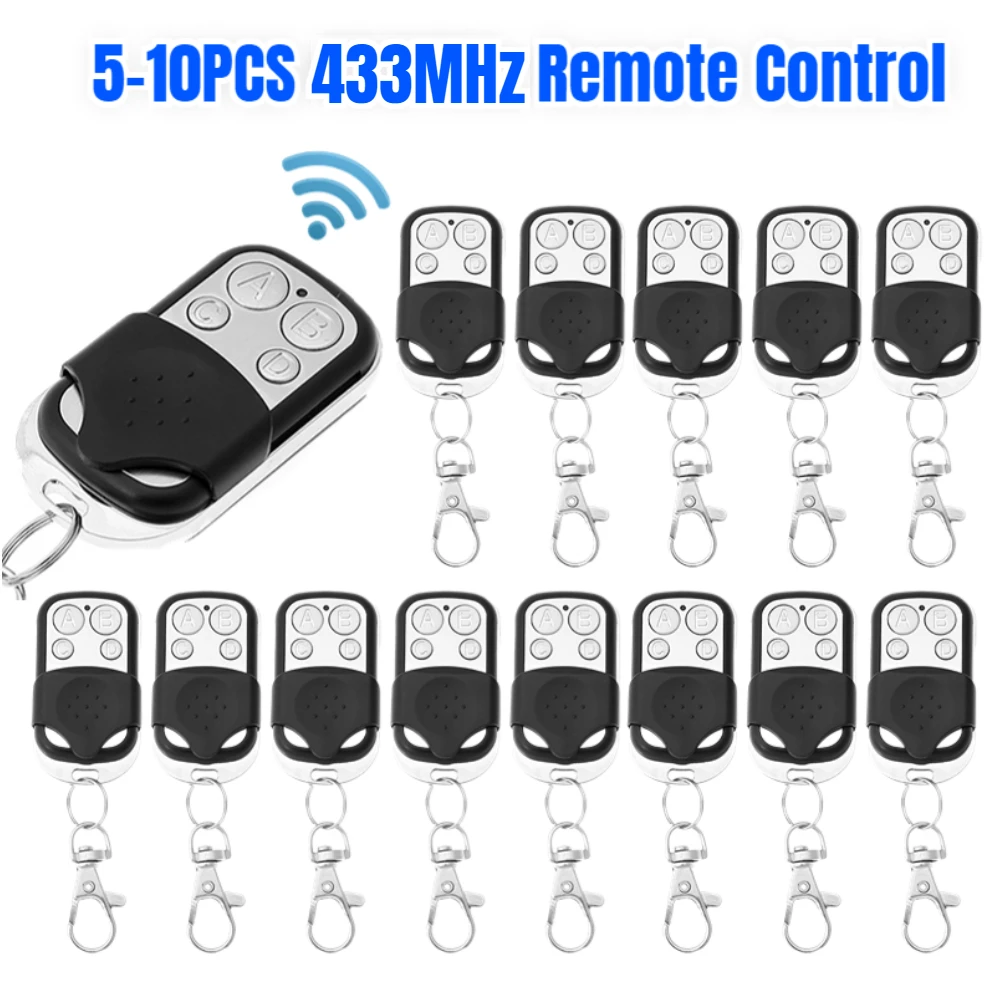 

5-10PCS Smart Copy Duplicator 433mhz Remote Control 4 Button Electric Garage Door Gate Remote Cloning Universal Garage Door Gate