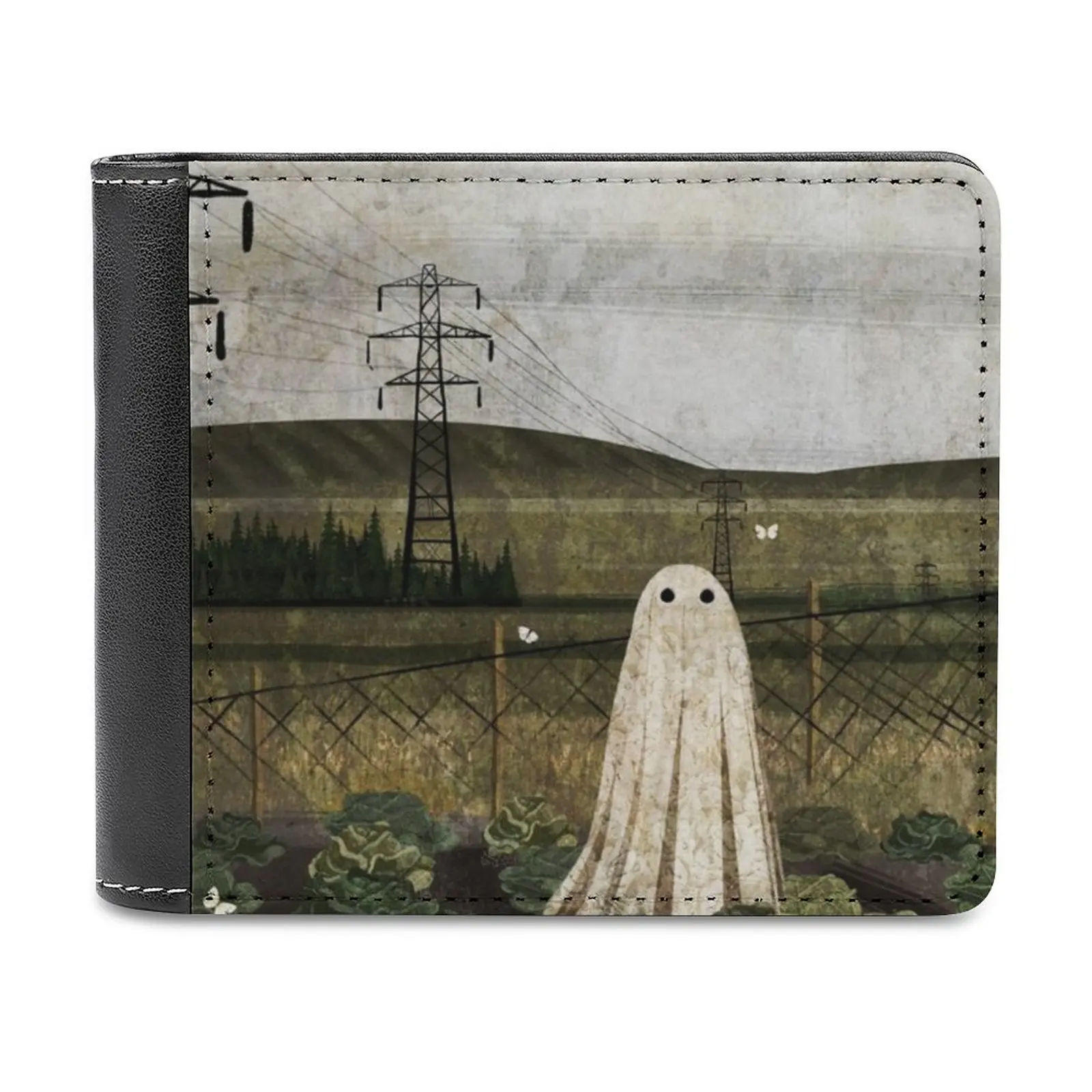 

There'S A Ghost In The Patch Again... Leather Wallet Short Slim Male Purses Money Credit Card Holders Men Wallet Ghost Haunt