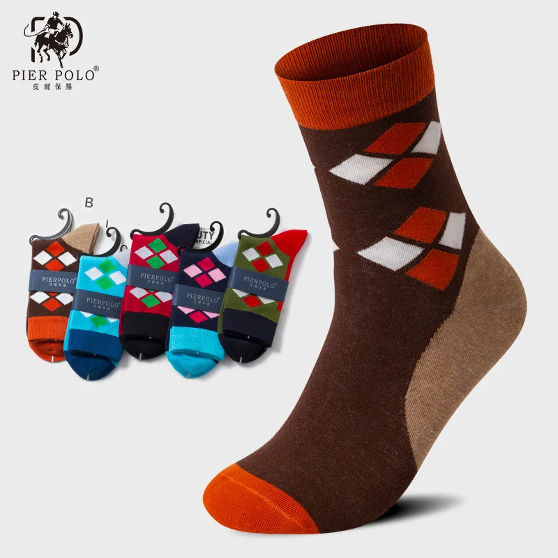 New design pure cotton socks men's business medium tube socks spring and autumn breathable men's high-quality happy color socks