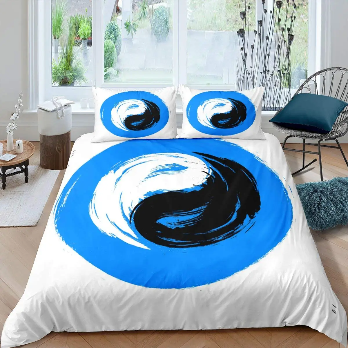 

Yin Yang Duvet Cover Set Boho Trippy Cover Gossip Traditional Ying Yang Theme King Size Polyester Quilt Cover Art Twin Comforter