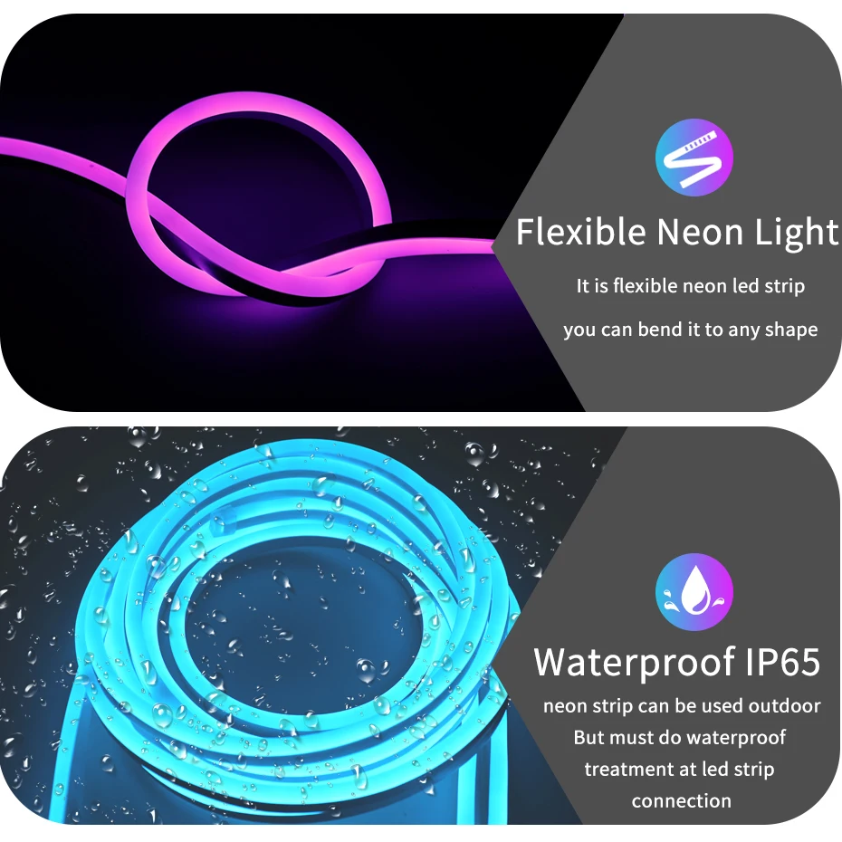 Светодиодная лента Tuya WiFi AC 220V RF APP Дистанционное управление RGB Неоновый свет с