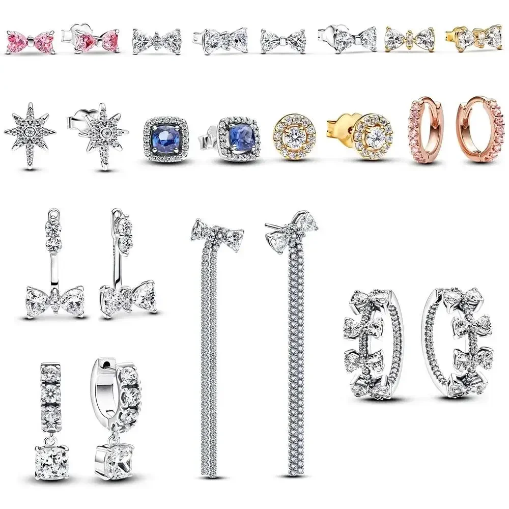 2024 новинка серьги-гвоздики из стерлингового серебра 925 пробы со сверкающим