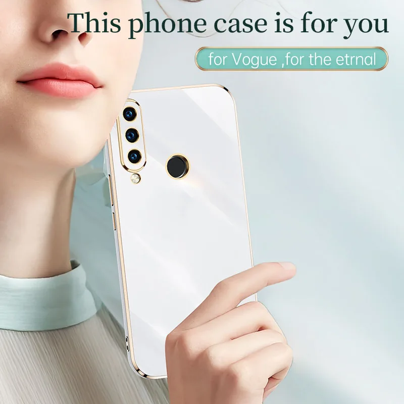 luxury square plating phone case on for huawei y6p 2020 soft tpu silicone back cover fundas free global shipping