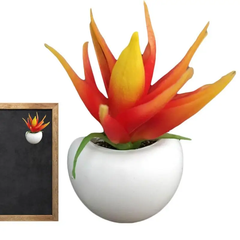 

Artificial Flower Fridge Magnet Succulent Plant Refrigerator Sticker Plastic Button Cactus Bonsai Plant Vase Potted DIY Decors