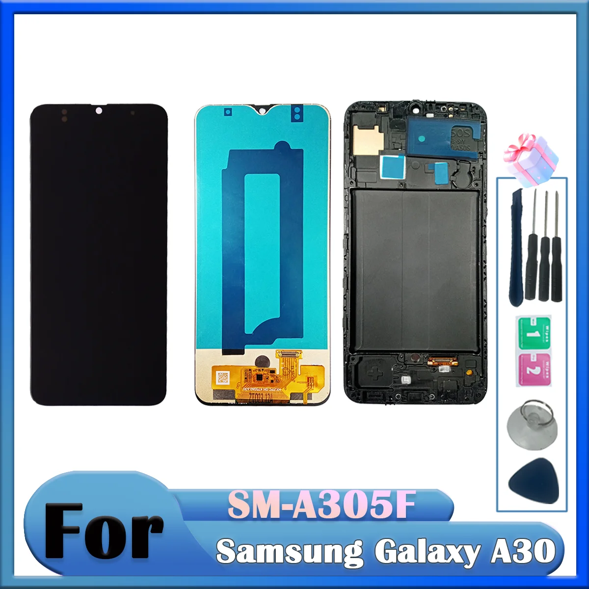 ЖК-дисплей с рамкой для Samsung Gaxlay A30 SM-A305F/DS A305GT/DS дисплей сенсорным экраном