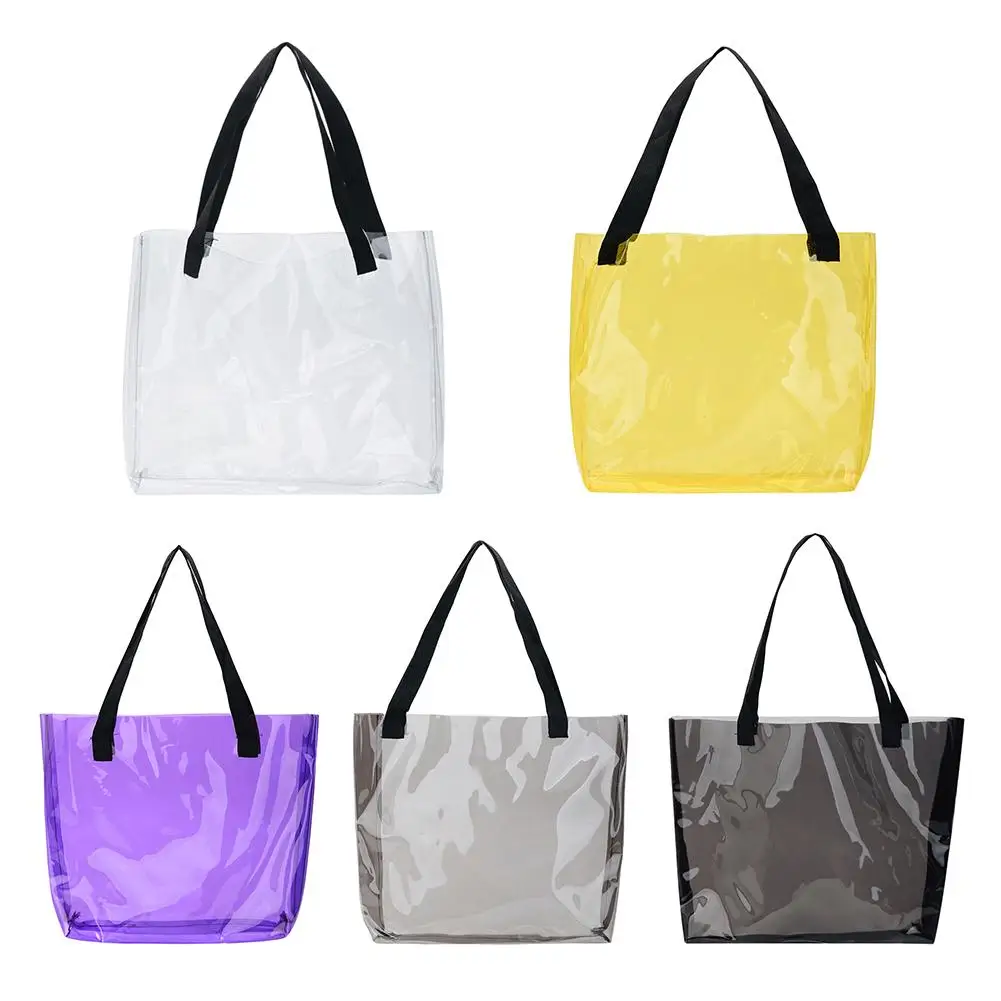 

New Clear Tote Bag PVC Transparent Shopping Bag Shoulder Handbag Stadium Approved Environmentally Storage Bags Lady Travel Tote