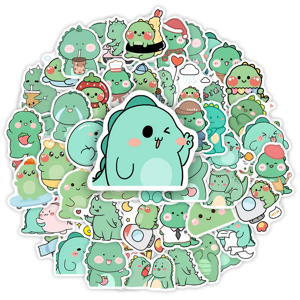 Мультяшные зеленые наклейки с динозаврами забавные детские игрушки сделай сам