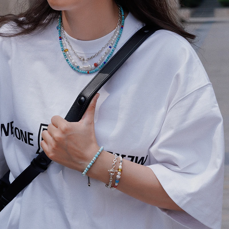 Оригинальный дизайн Vishi лоскутное ожерелье с натуральным жемчугом цветная