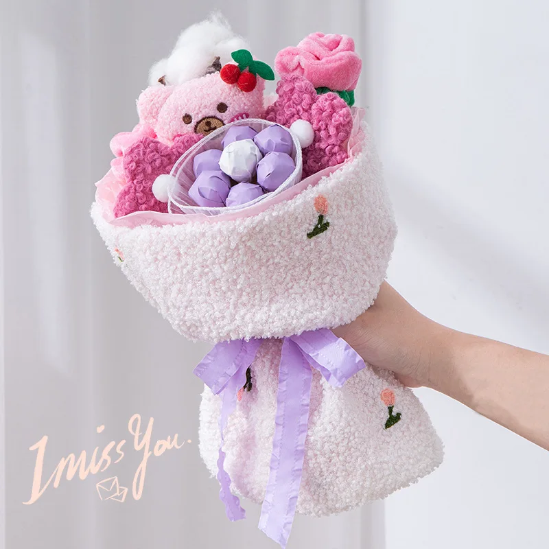 

Kawaii Plush Doll Bouquet Girls Cute Animal Rabbit Bear Stuffed Toys Creative Plush Bouquet Anniversary Present Christmas Gifts