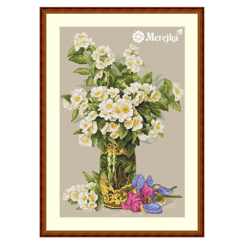 Amishop высококачественный Счетный Набор для вышивки крестиком милый букет белых