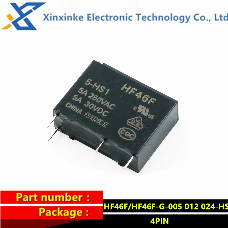 Фото 5 шт. реле 4PIN 5/12 В 24 В HF46F-005-HS1 HF46F-012-HS1 HF46F-024-HS1 HF46F-G-005-HS1 012 024-HS1 одна группа нормально разомкнутых реле №4