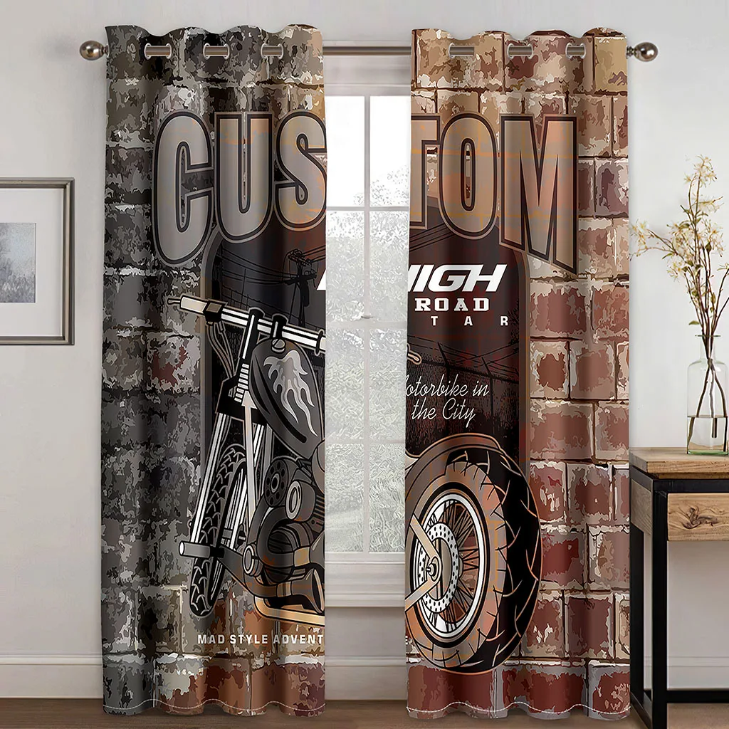 

Cortinas opacas Vintage Para decoración de La Sala de estar, Cortinas Retro Para ventana de motocicleta, con estampado 3D, Para