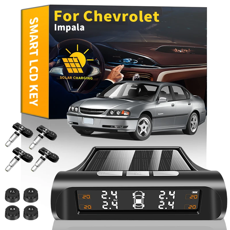 

Smart Car TPMS Tyre Pressure Monitoring System Solar LCD Display Auto Security Alarm Sensor For Chevrolet Impala Car Accessories