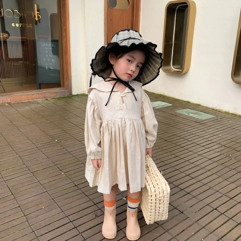 

Girls’bubble sleeve sailor dress for spring 2022