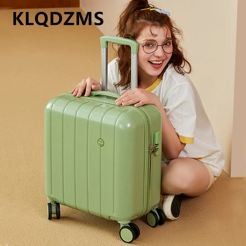 KLQDZMS 18 Inch The New Women's Silent Universal Wheel Trolley Suitcase Carry-on Mini Password Case Boarding Roller Luggage
