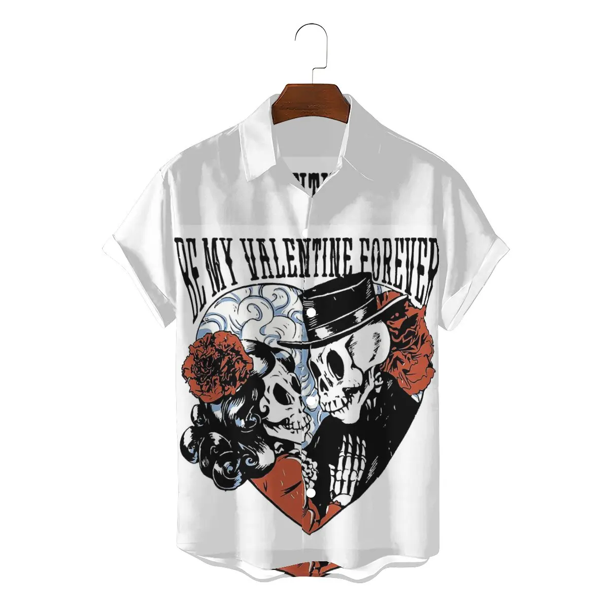 

Be Forever 2022 Men Hipster Hawaii Shirts Valentine's Day Square Collar Short Sleeve Polyester 3D Shirt Top Quality Gift Idea