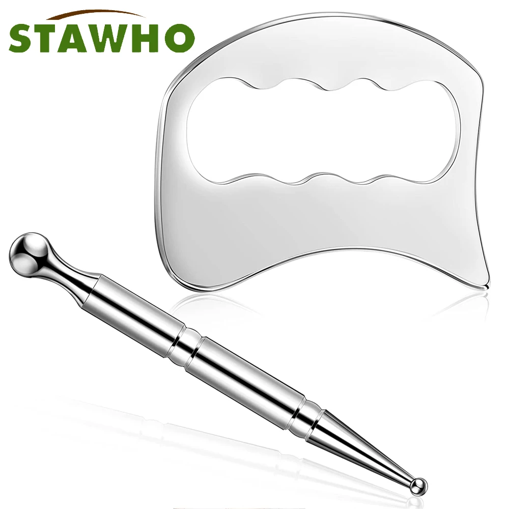 Инструмент для массажа глубоких тканей Гуа Ша из нержавеющей стали ручная ручка