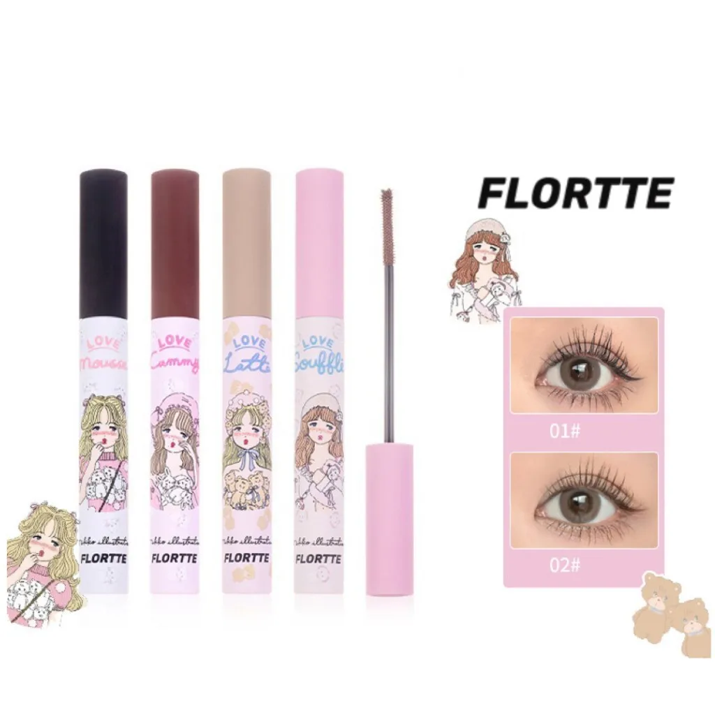 

FLORTTE MIKKO Co Branded Long Lasting Lash Underlay Natural and Defining Mascara with Concave Double-Sided Brush Head Cosmetic
