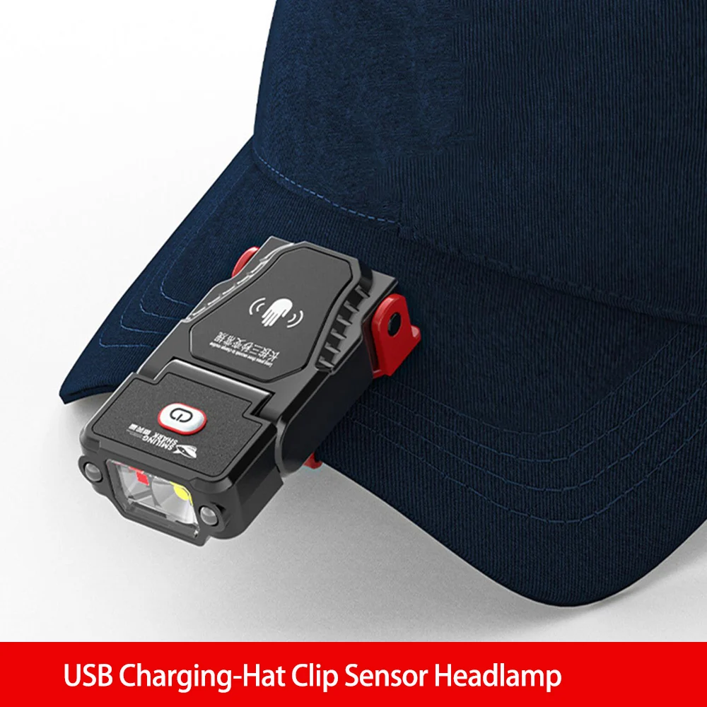 

LED Headlamp Sensor Hat Clip USB Rechargeable Fishing Torch USB Rechargeable Headlight for Camping Worklight