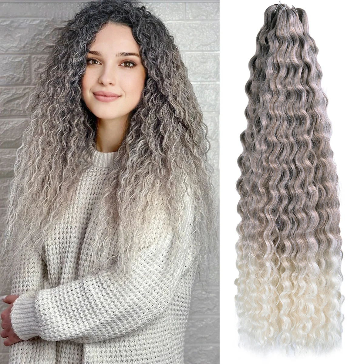 

Ariel Curl Hair Water Wave Twist Crochet Hair Synthetic Crochet Braids Ombre Blonde Afro Curls Deep Wave Braiding Hair Extension