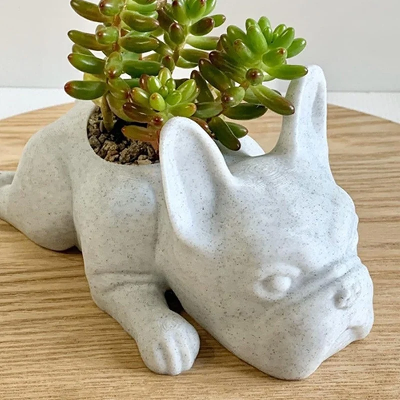 

10x5x3.5cm The Puppy Statue Planter Resin Ornament Succulents Flower Pot Home Office Desktop Garden Decoration
