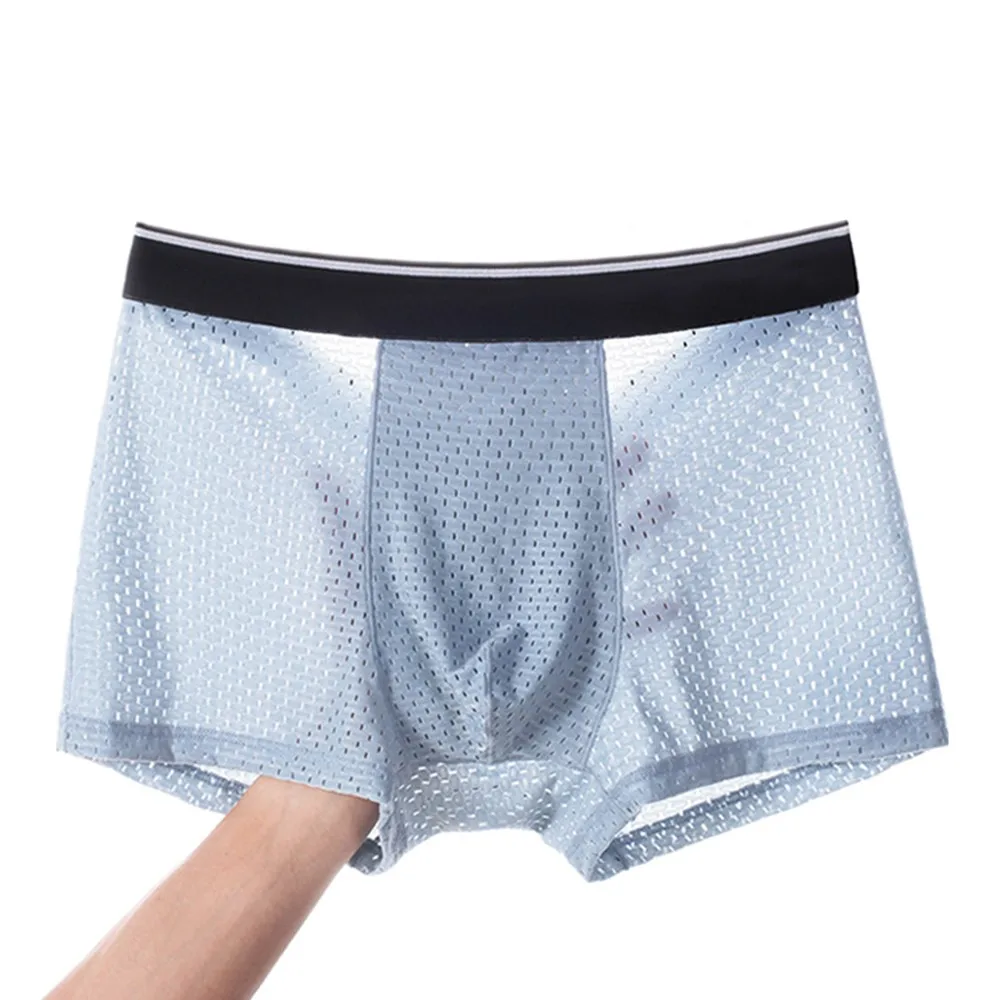 

Men See Through Panties Ice Silk Seamless Underwear Mlae Ultra-thin Breathable Boxer Briefs Transparent U Convex Pouch Panties