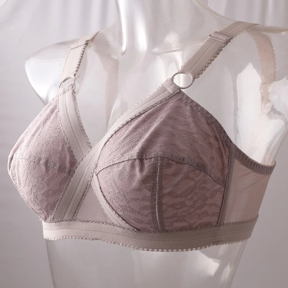 Plus Size Lace Bra For Women Unlined Full Coverage Ultra Thin Wireless Adjusted-straps Big Minimizer Bras A B C D DD E F