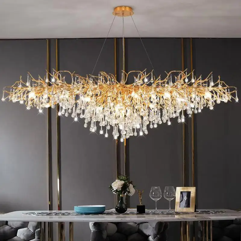 

Luxury Rectangular Crystal Chandelier Modern Home Decor Living Room Lobby Hotel Light Fixtures for Crystals