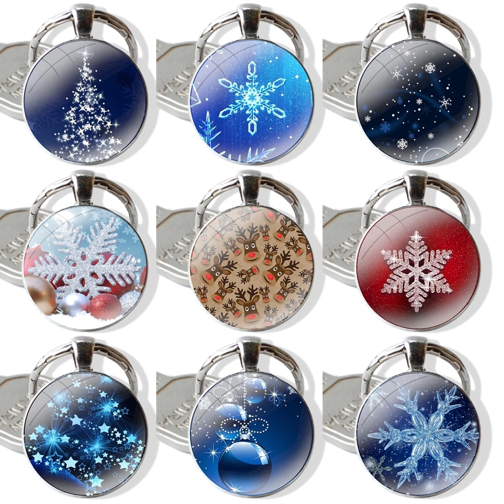 

Подвесные автомобильные брелки ручной работы, стеклянный кабошон, брелок, модная Рождественская елка