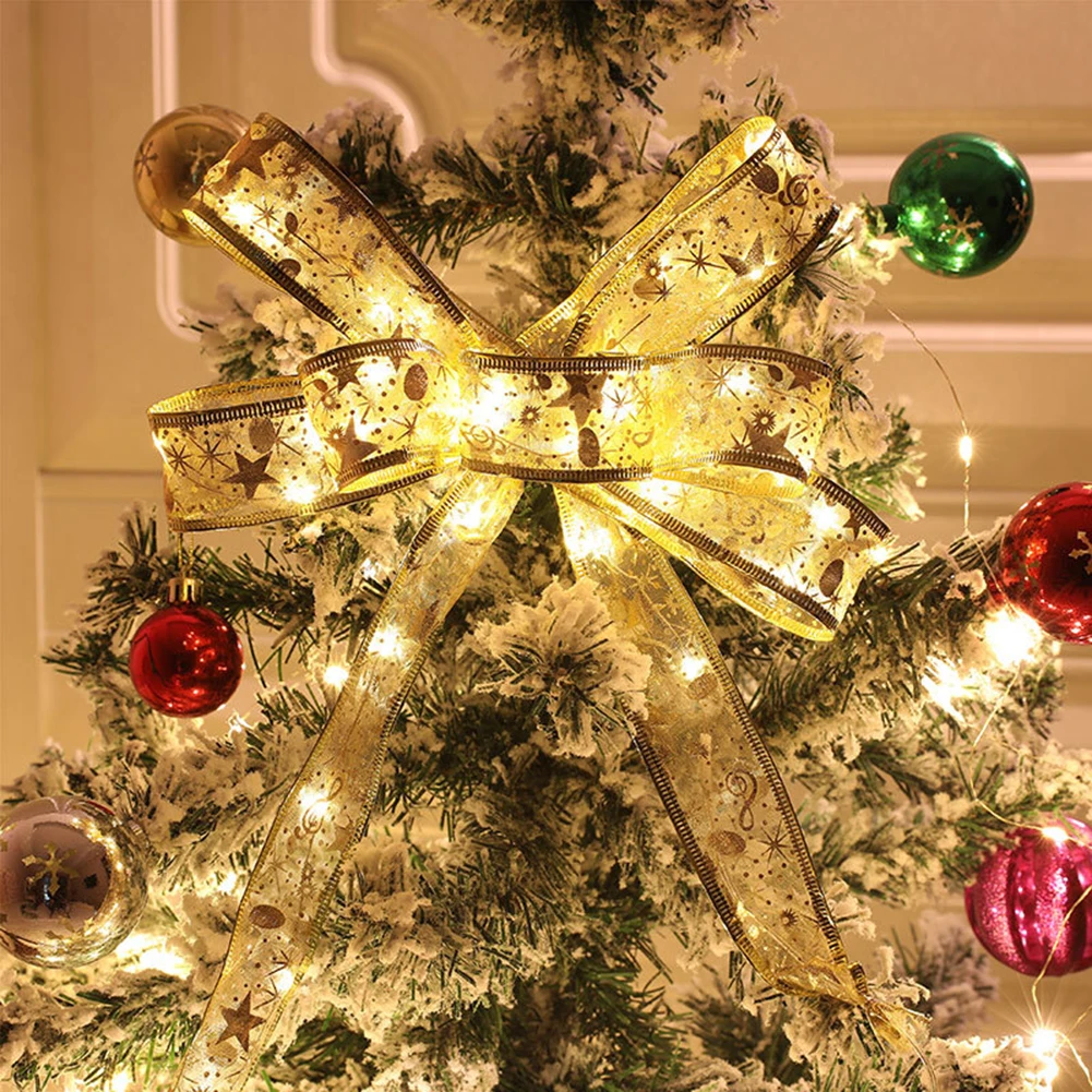 

LED DIY Xmas Trees Light Strip Waterproof Double Layer Packaging Ribbon Lights Timing Bendable Cuttable Christmas Decoration