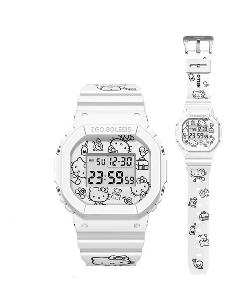 Часы наручные Hello Kitty женские оригинальные спортивные электронные квадратные