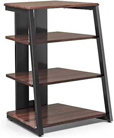 

4-Tier AV Media Stand Corner Shelf Stand Wooden Corner Shelves Component Cabinet Stereo Audio Tower with Height Adjustable Wood