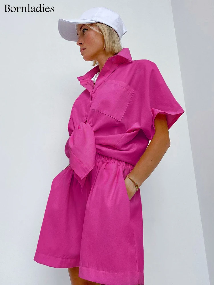 

Bornladies праздничные хлопковые льняные костюмы рубашка с рукавом летучая мышь подходящие горячие брюки Летняя одежда комплект из 2 частей пов...