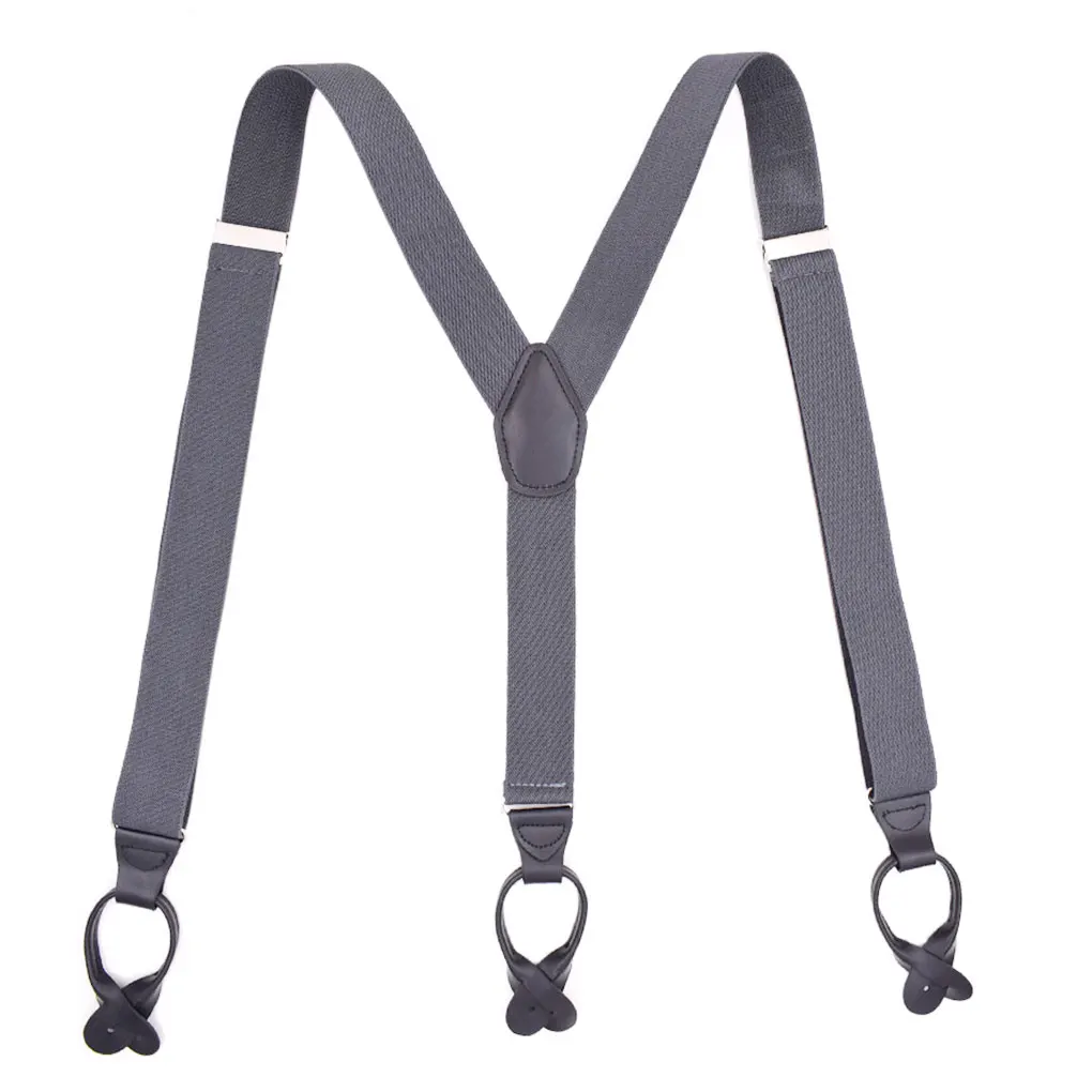 

Регулируемый пояс для брюк для мужчин и мальчиков, Y-образные подтяжки, эластичные кожаные однотонные подтяжки на пуговицах