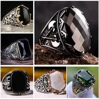 new hip hop punk fashion black flat stone ring scorpion pattern jewelry for men party jewelry gifts