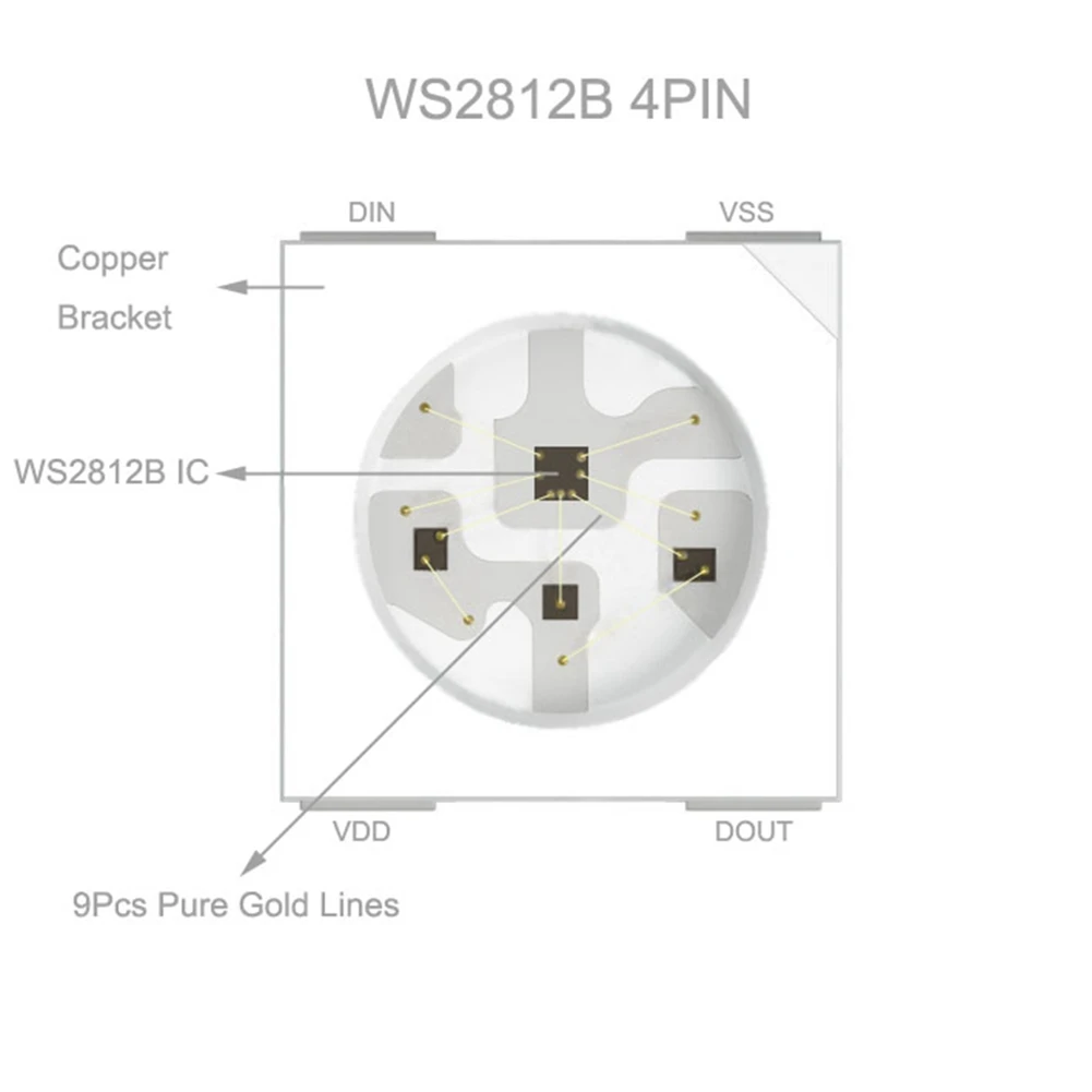 Фото 500 шт. светодиодных чипов WS2812B (4 контакта) 5050 RGB SMD, белая версия WS2812, индивидуально адресуемые цифровые пиксели, DC5V-[Jyqn A78G] №3