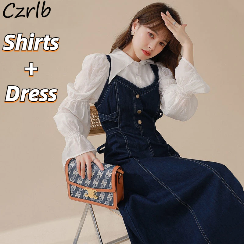 Классические комплекты женское джинсовое платье на бретелях-спагетти модная