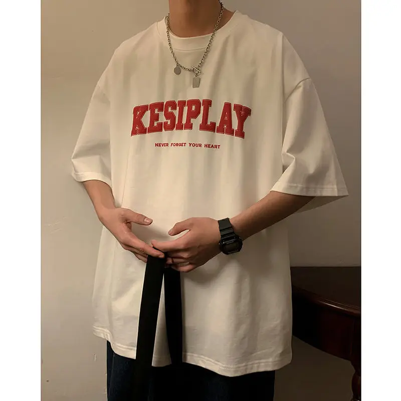 

Футболка мужская хлопковая с коротким рукавом, брендовая Свободная рубашка оверсайз в американском ретро стиле, подходит для пар, лето