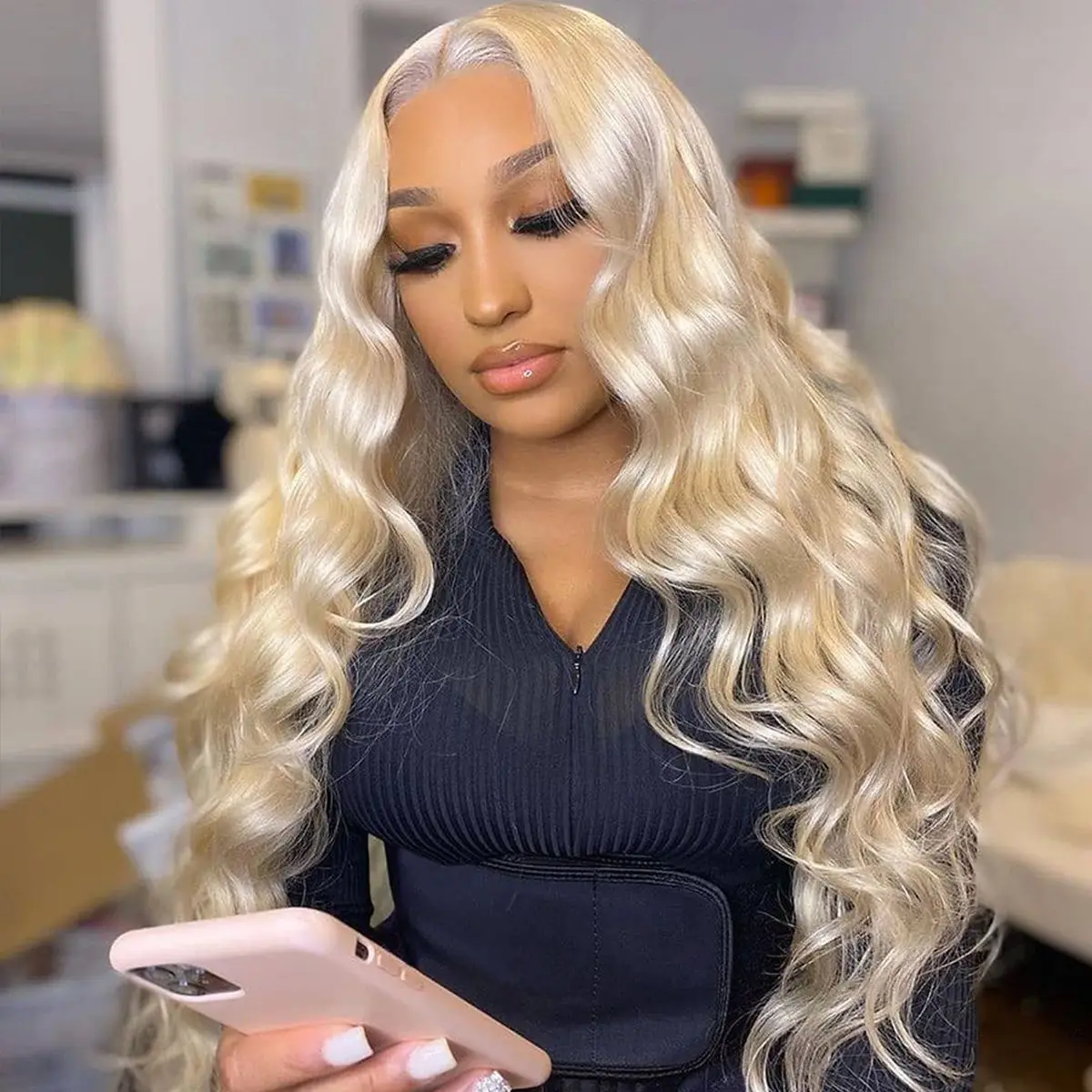 

Luxediva 613 Blonde Lace Closure Wigs With Baby Hair Pre Plucked Remy Honey Blond Brazilian Human Hair Body Wave 4*4 Lace Wigs
