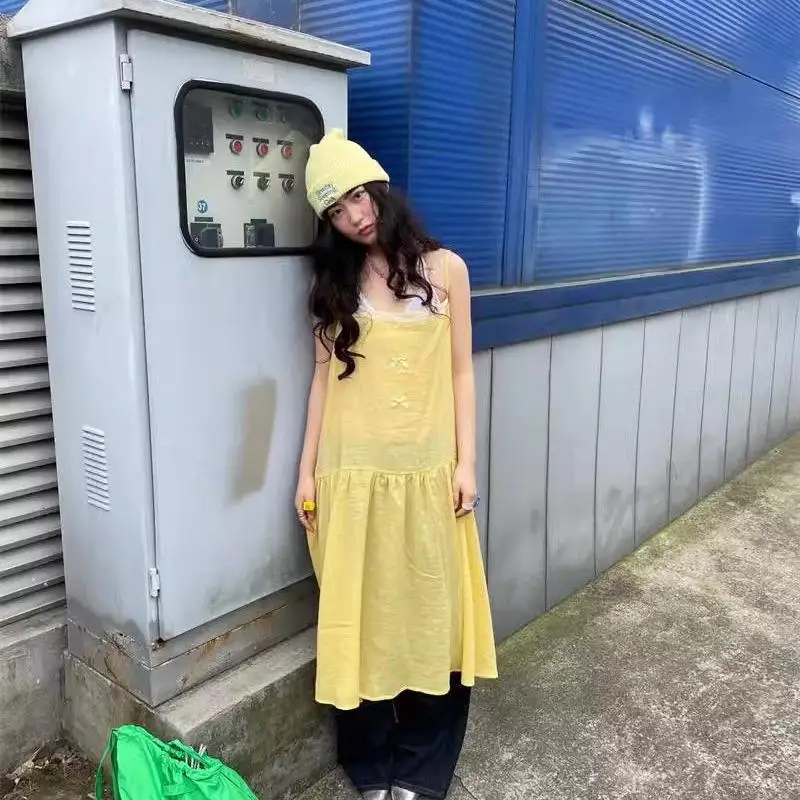 Женское кружевное платье без рукавов Genayooa платье-трапеция в стиле Харадзюку на