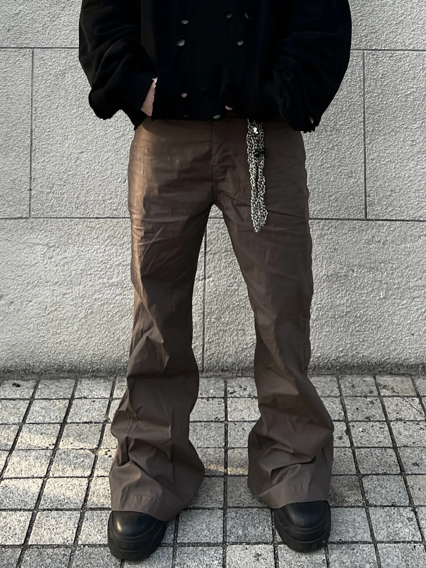 Rick Flared Pants Pleated Loose Brown Trousers Owens Pants Straight Casual Drawstring Loose Casual Pants