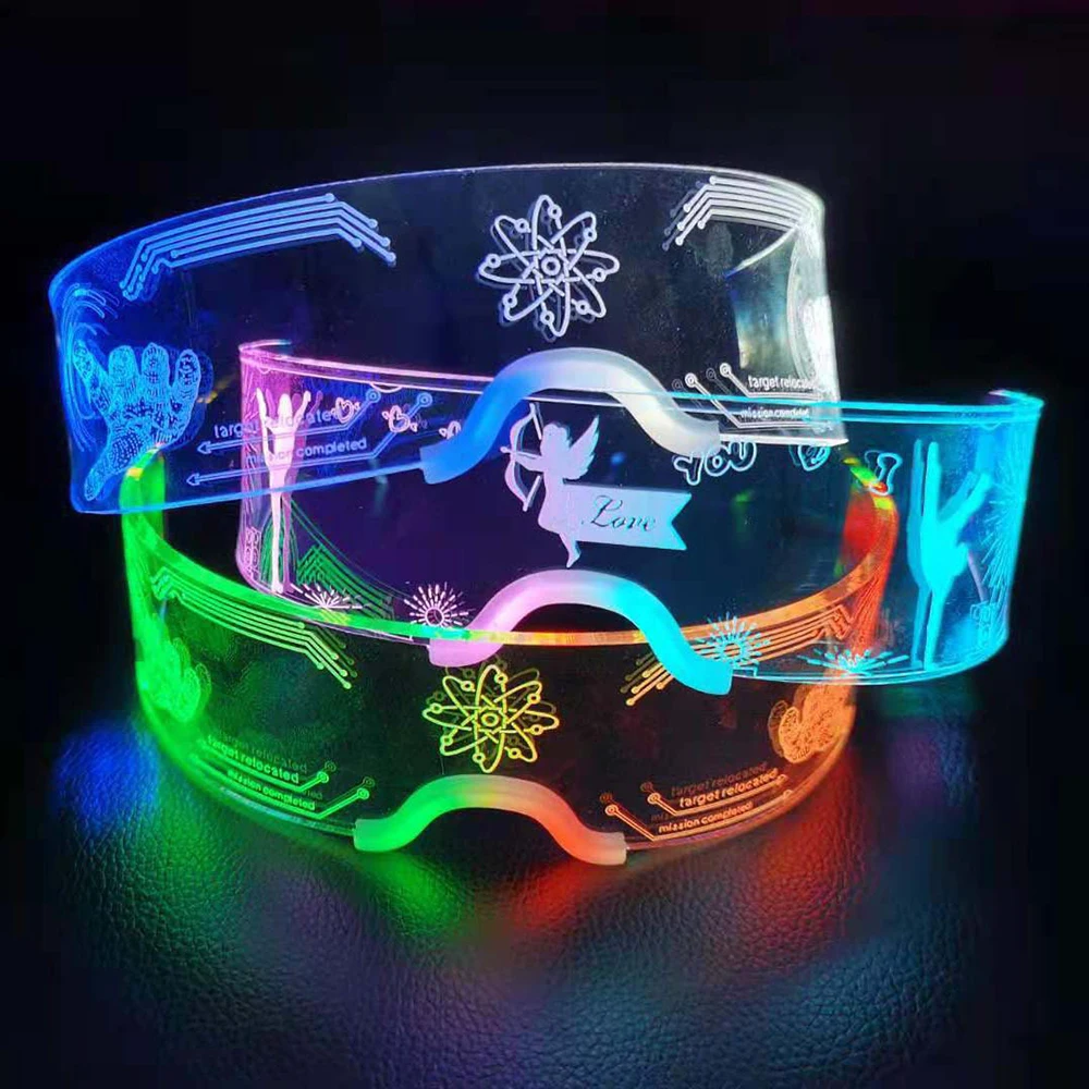 

Colorful LED Luminous Glasses for Music Bar KTV Christmas Valentine's Day Party Decoration Goggles Festival Performance Props