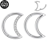 g23 titanium nose piercing rings women jewelry moon zircon septum cliker hoop ear cartilage tragus helix earrings nose studs