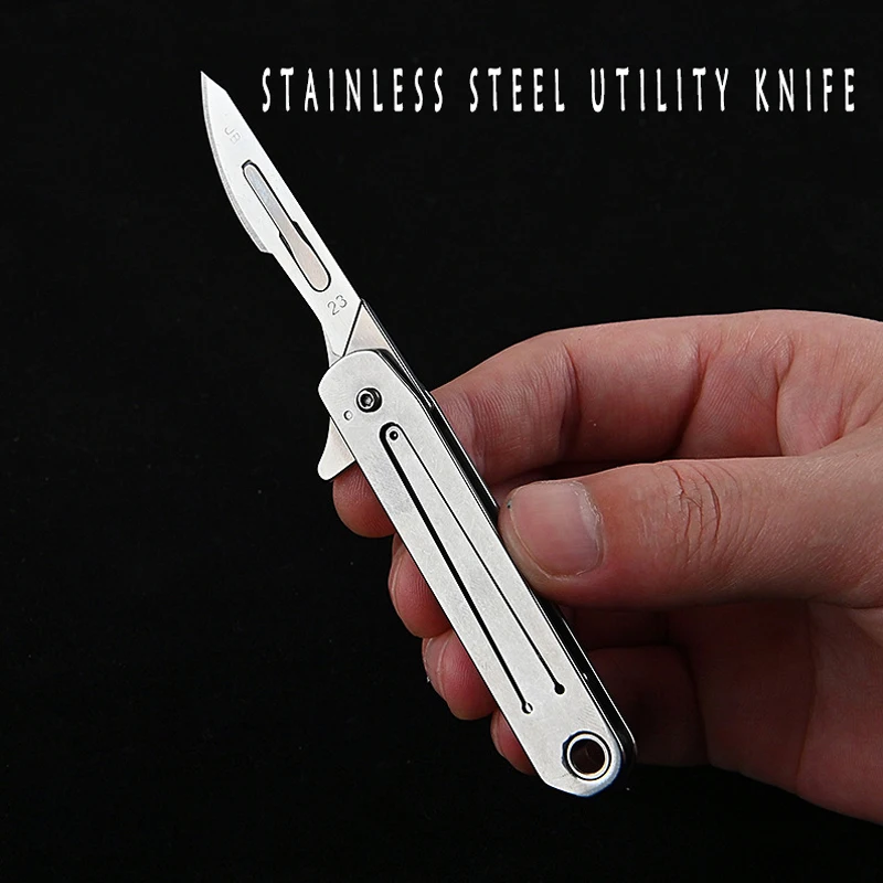

Stainless Steel Quick Open Utility Knife Mini Folding Keychain Knife Sharp Carry-on Express Unboxing Knife