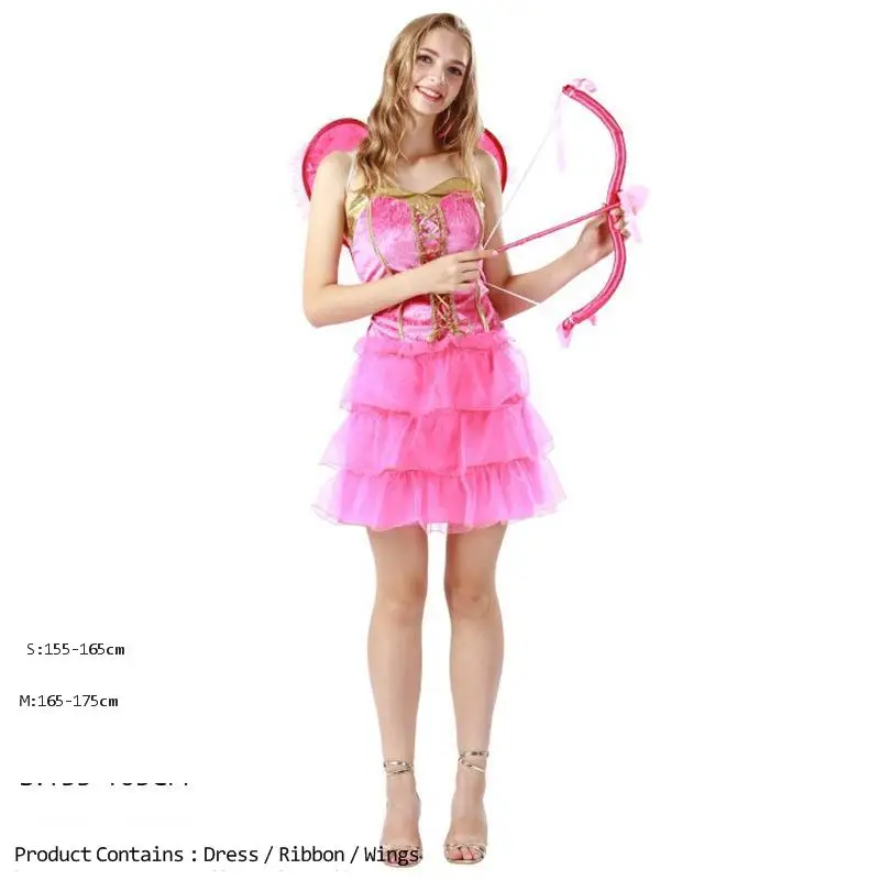 Costume Cosplay di Halloween Costume Cosplay con palla rosa vestito da angelo femminile per adulti vestito da cupido per ragazza dalle prestazioni adorabili Cosplay